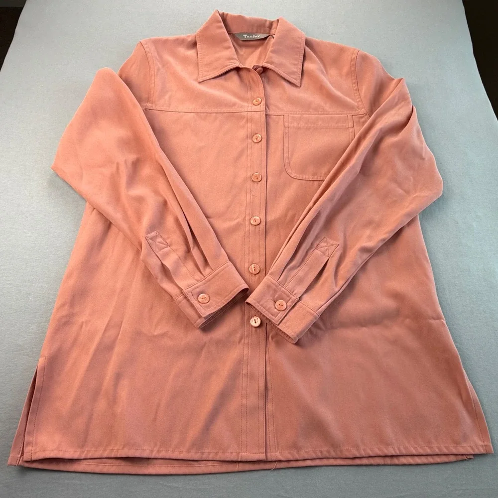 Tanjay Peachy Button Up Long Sleeve Shirt Size‎ 12 Soft Classic Minimalist Top
